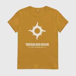 Футболка хлопковая женская Тысяча сынов лого винтаж, цвет: горчичный