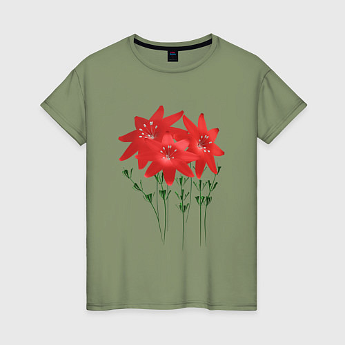 Женская футболка Flowers red / Авокадо – фото 1