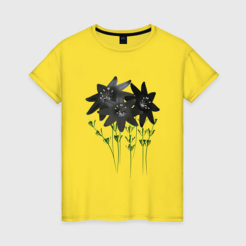 Женская футболка Flowers black light / Желтый – фото 1
