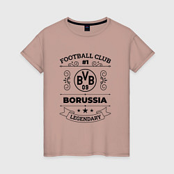 Футболка хлопковая женская Borussia: Football Club Number 1 Legendary, цвет: пыльно-розовый