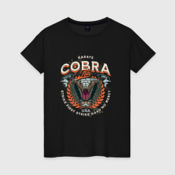 Футболка хлопковая женская Кобра Кай - логотип с Коброй Cobra Kai Logo, цвет: черный