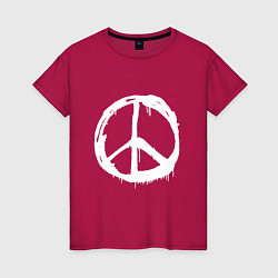Футболка хлопковая женская Pacific symbol white, цвет: маджента
