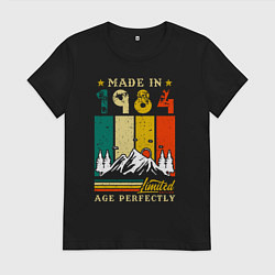 Футболка хлопковая женская Сделано в 1984 идеальный возраст, цвет: черный