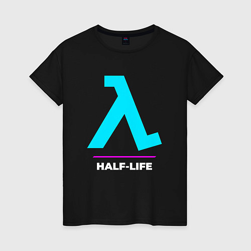 Женская футболка Символ Half-Life в неоновых цветах / Черный – фото 1