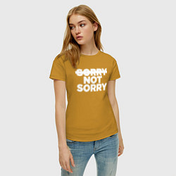 Футболка хлопковая женская Sorry or not sorry, цвет: горчичный — фото 2