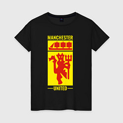 Футболка хлопковая женская Манчестер Юнайтед символ, цвет: черный