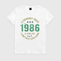 Футболка хлопковая женская Легенда с 1986 года, цвет: белый