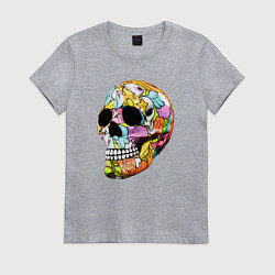 Футболка хлопковая женская Art cool skull, цвет: меланж