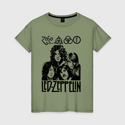 Футболка хлопковая женская Led Zeppelin Black, цвет: авокадо