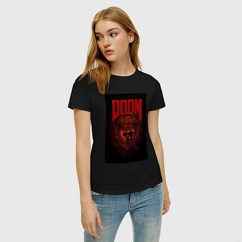 Женская футболка Doom - helmet skull / Черный – фото 3