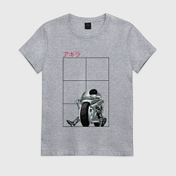Футболка хлопковая женская Акира Мицуро на байке, цвет: меланж