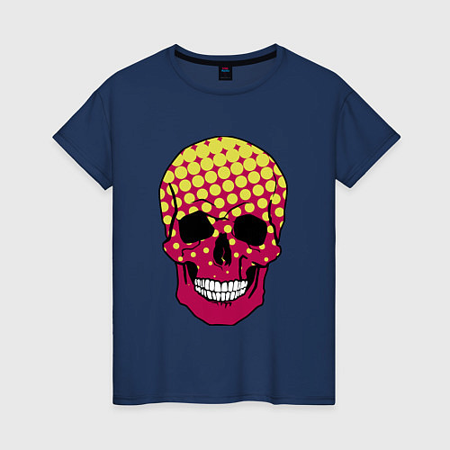 Женская футболка Pop-art skull / Тёмно-синий – фото 1
