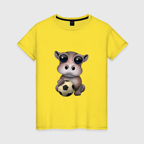 Женская футболка Футбол - Бегемот / Желтый – фото 1