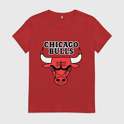 Футболка хлопковая женская Chicago Bulls, цвет: красный