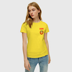 Футболка хлопковая женская USSR логотип, цвет: желтый — фото 2