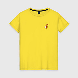Футболка хлопковая женская Лисичка - Сердце, цвет: желтый