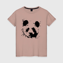 Футболка хлопковая женская Прикольный панда - клякса, цвет: пыльно-розовый