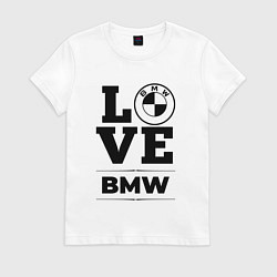 Футболка хлопковая женская BMW love classic, цвет: белый