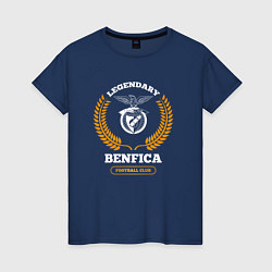 Футболка хлопковая женская Benfica - legendary football club, цвет: тёмно-синий