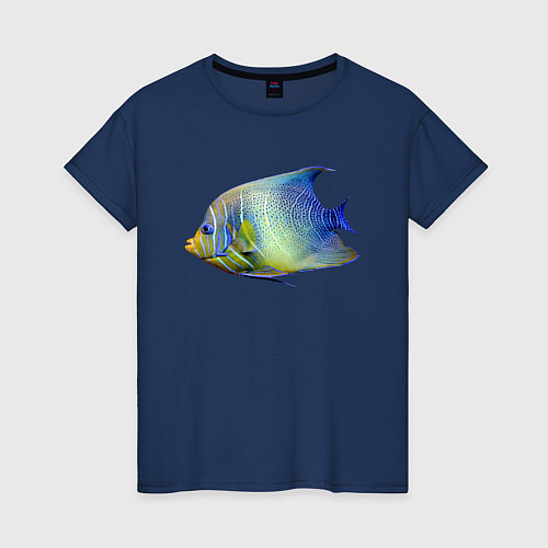 Женская футболка Тропическая разноцветная рыба / Тёмно-синий – фото 1