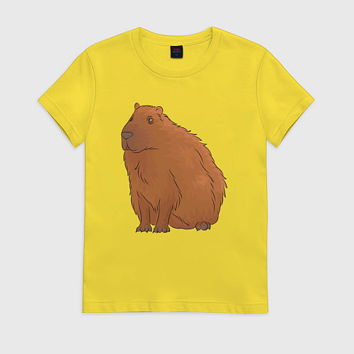 Женская футболка Капибара сидит и думает о жизни / Желтый – фото 1