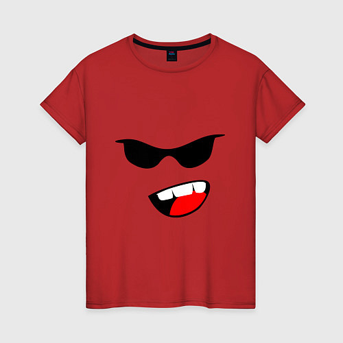 Женская футболка Лицо солнцезащитные очки / Красный – фото 1