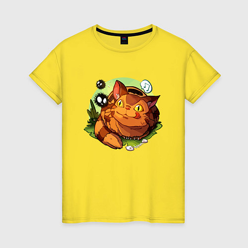 Женская футболка Котобус и сусуватари - мой сосед Тоторо / Желтый – фото 1