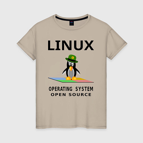 Женская футболка Пингвин линукс / Миндальный – фото 1