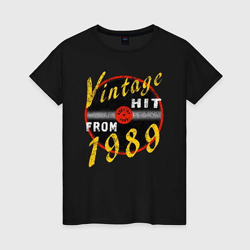Женская футболка Винтажный хитяра с 1989 / Черный – фото 1