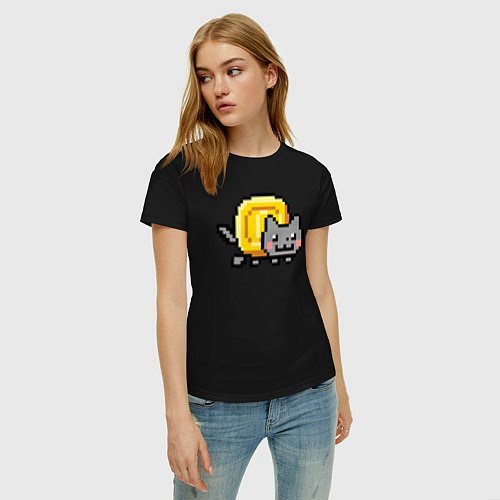 Женская футболка Нян Коин Кэт / Черный – фото 3