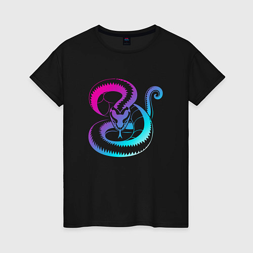 Женская футболка Ретро Змея / Черный – фото 1