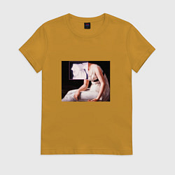 Футболка хлопковая женская Евангелион Лилит Рей, цвет: горчичный