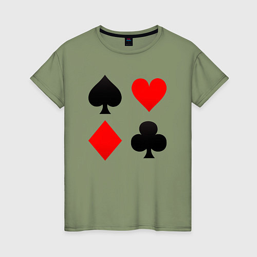 Женская футболка Четыре масти игральных карт / Авокадо – фото 1