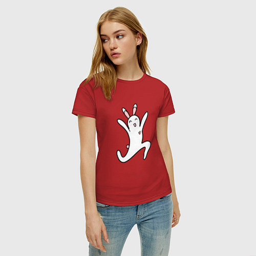 Женская футболка Кавайный зайчик / Красный – фото 3