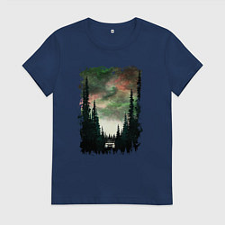 Футболка хлопковая женская Лес кругом, цвет: тёмно-синий
