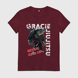 Футболка хлопковая женская Jiu Jitsu I Dont Play WT, цвет: меланж-бордовый