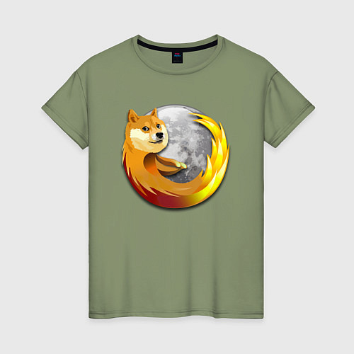 Женская футболка Пёсик Доге охватывает планету / Авокадо – фото 1