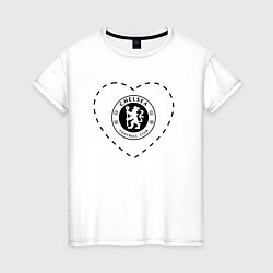 Футболка хлопковая женская Лого Chelsea в сердечке, цвет: белый