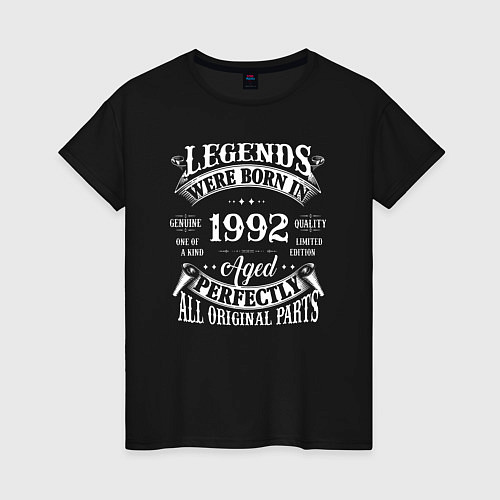 Женская футболка Легенды рождаются в 1992 / Черный – фото 1