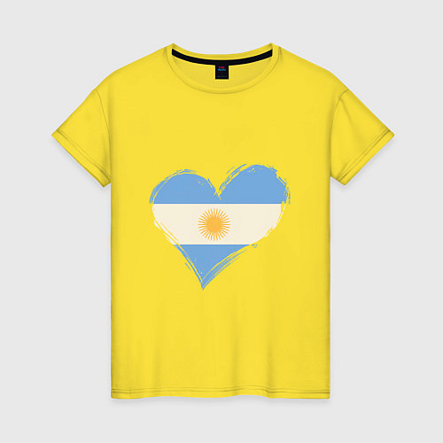Женская футболка Сердце - Аргентина / Желтый – фото 1