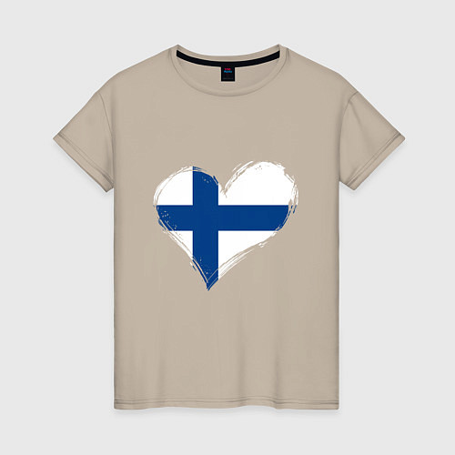Женская футболка Сердце - Финляндия / Миндальный – фото 1