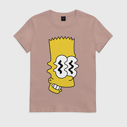 Футболка хлопковая женская Bart Simpson - glitch, цвет: пыльно-розовый