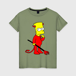 Футболка хлопковая женская Bart Simpson - devil, цвет: авокадо