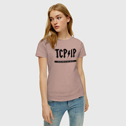 Футболка хлопковая женская TCPIP Connecting people since 1972, цвет: пыльно-розовый — фото 2