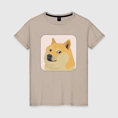 Женская футболка Аватар пёсика Доге / Миндальный – фото 1