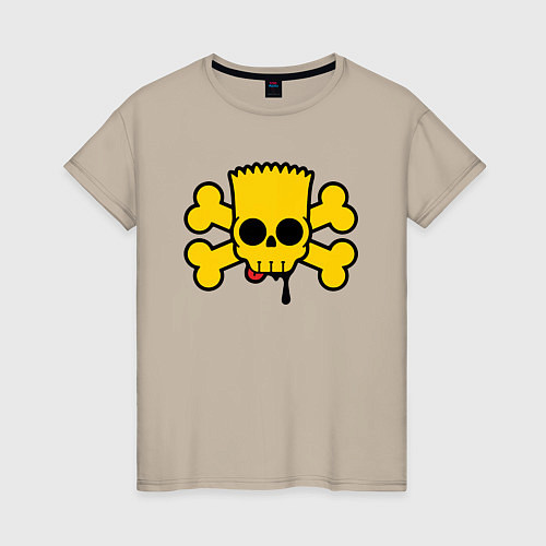 Женская футболка Черепок Барта Симпсона - hype / Миндальный – фото 1