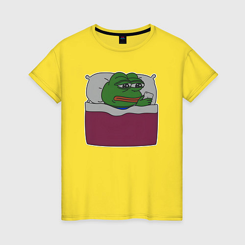 Женская футболка Лягушонок Пепе готовится ко сну / Желтый – фото 1