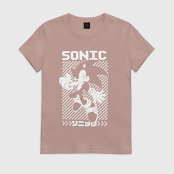 Футболка хлопковая женская Sonic - game, цвет: пыльно-розовый