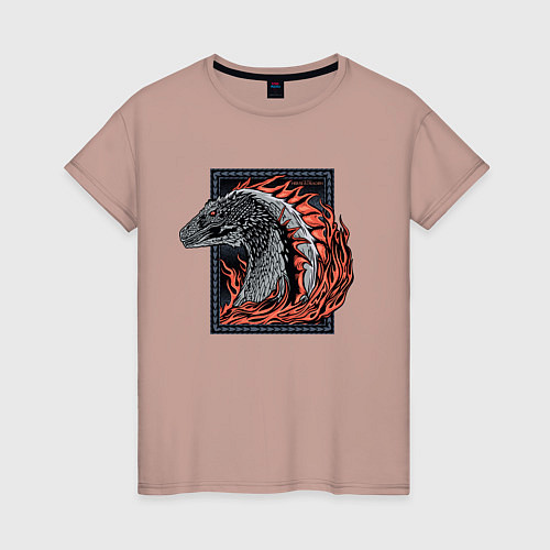 Женская футболка Дом Дракона дракон и пламя / Пыльно-розовый – фото 1
