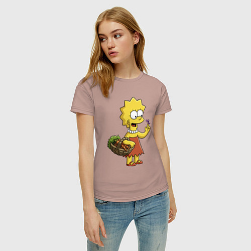 Женская футболка Lisa Simpson с гусеницей на даче / Пыльно-розовый – фото 3